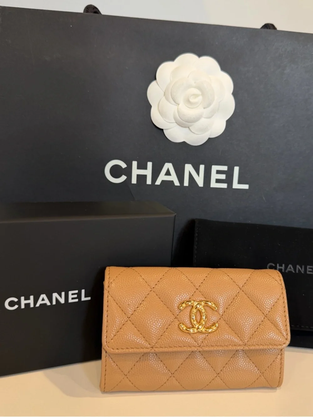 CHANEL Quilted Caviar Leather Wallet in Tan  CC 2026 ⭐️latest collection ❤️‍🔥